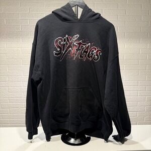 Six Flags Hoodie Black Graphic‎ Clown Joker Pullover Sweatshirt XL